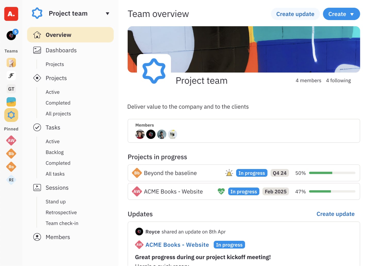 Inorbit teams that help marketing teams to collaborate